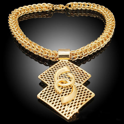 Dubai Gold 18K Gold Plated Jewelry Set Exaggerated Pendant