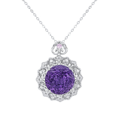 Ensemble luxueux en argent S925 avec pendentif en améthyste naturelle pour femme, modèle vintage, bijoux de qualité supérieure, chaîne de pull