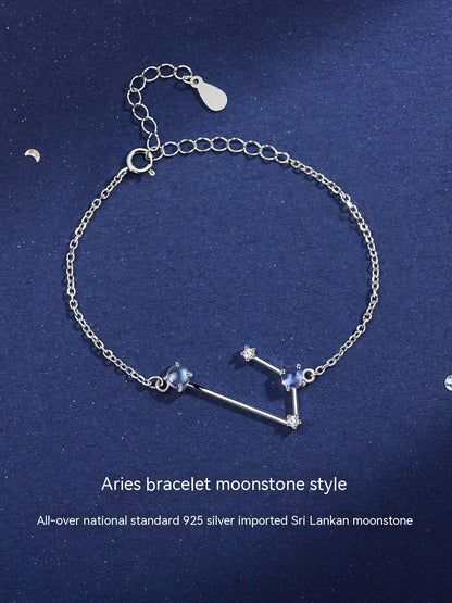 Lucky Twelve Constellation Moonstone Bracelet For Women