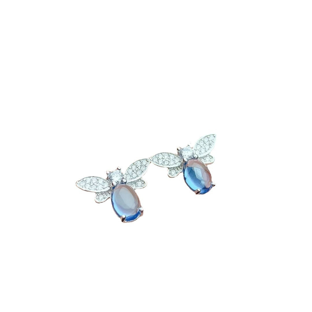 Natural Plain Blue Topaz Ear Studs