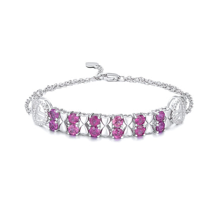 Pulsera de plata de ley S925 con granate morado para mujer, joyería de lujo ligera con circonitas a la moda