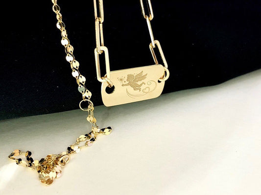 18k gold angel clavicle chain