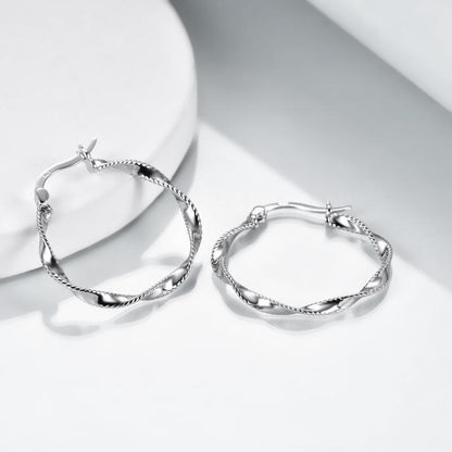 Boucles d'oreilles créoles sans fin en forme de cercle torsadé, bijoux cadeaux, 30 mm, hypoallergéniques