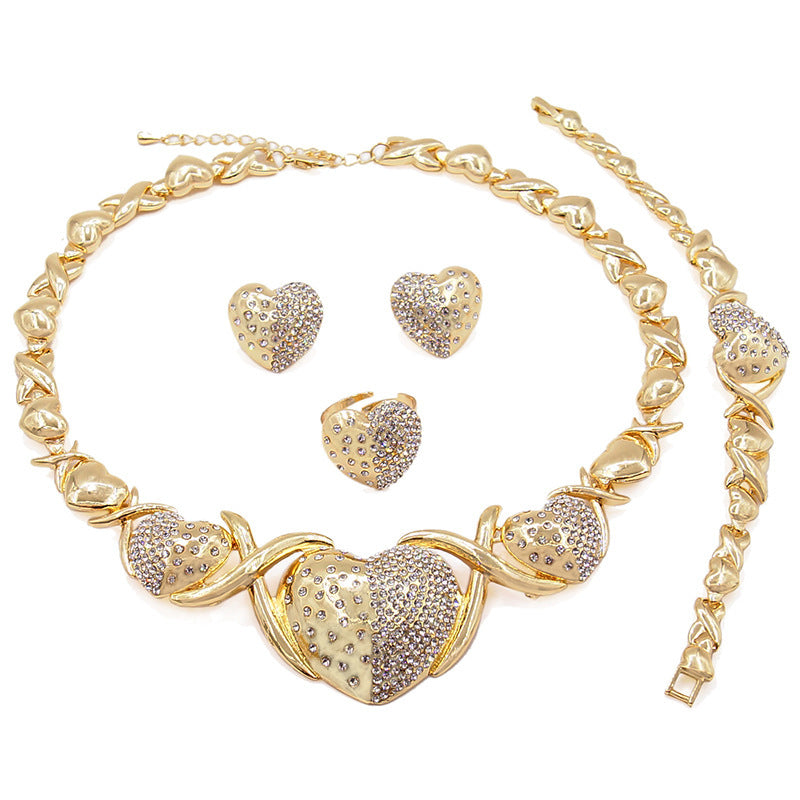 Zinc Alloy Necklace Earrings Bracelet Ring Jewelry Set