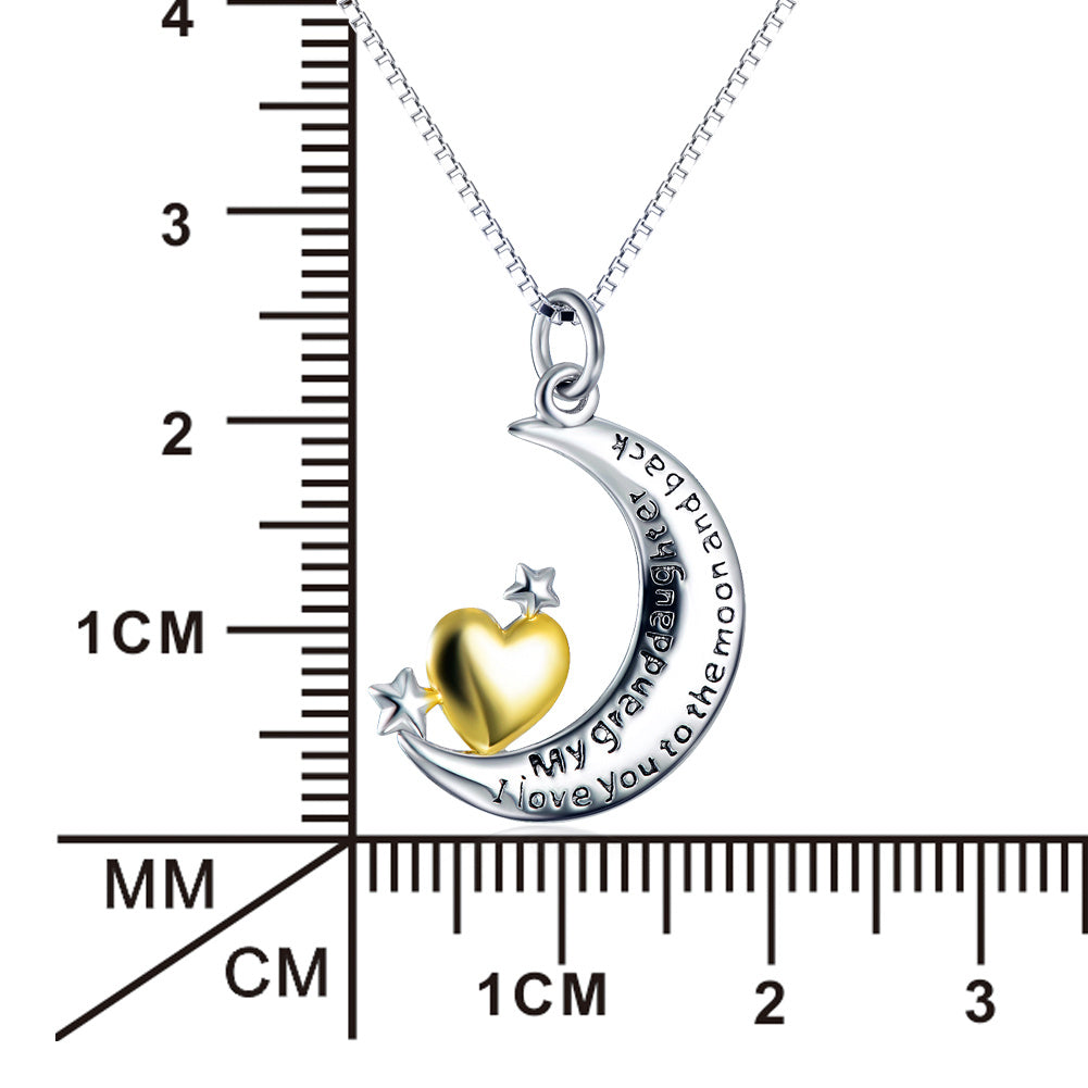 Moon &Star Shape Pendant 925 Silver Necklace