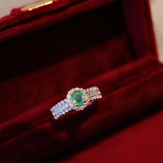 Women's Fashion Natural Emerald Zircon Ring