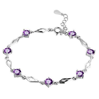 Pulsera de plata de ley con cristales para mujer