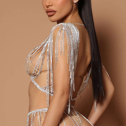 New Layered Rhinestone Bra Body Chain Women