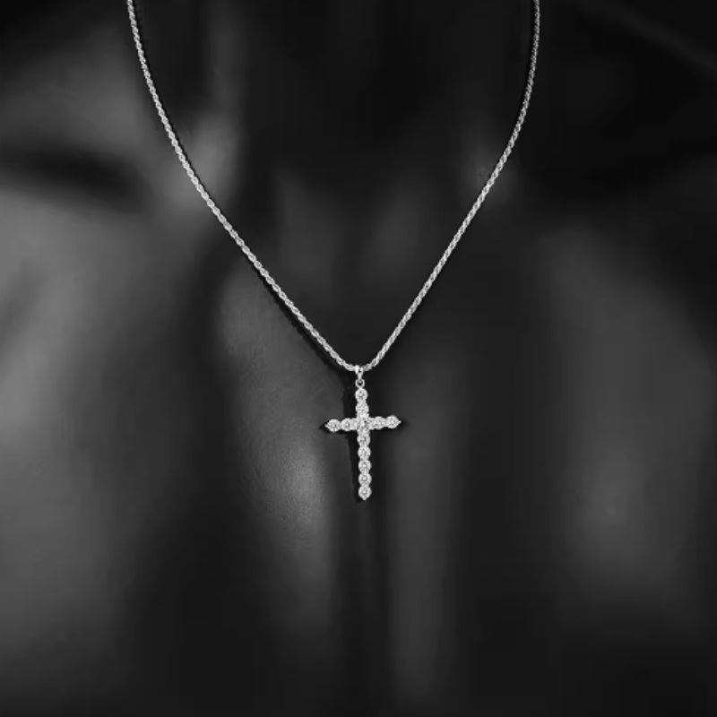 Collier croix en argent sterling S925 pour hommes et femmes