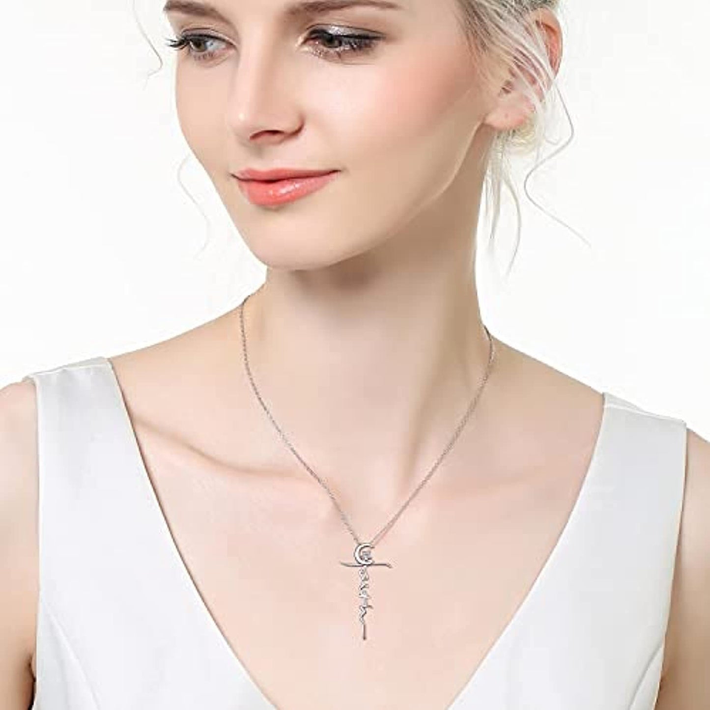 Collier pendentif croix lune et étoile en argent sterling S925