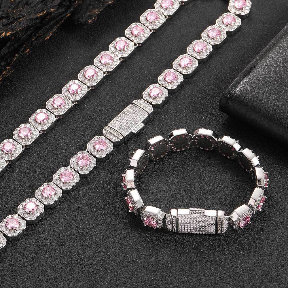 Flip Buckle Color Zircon Rock Sugar Chain Necklace Bracelet