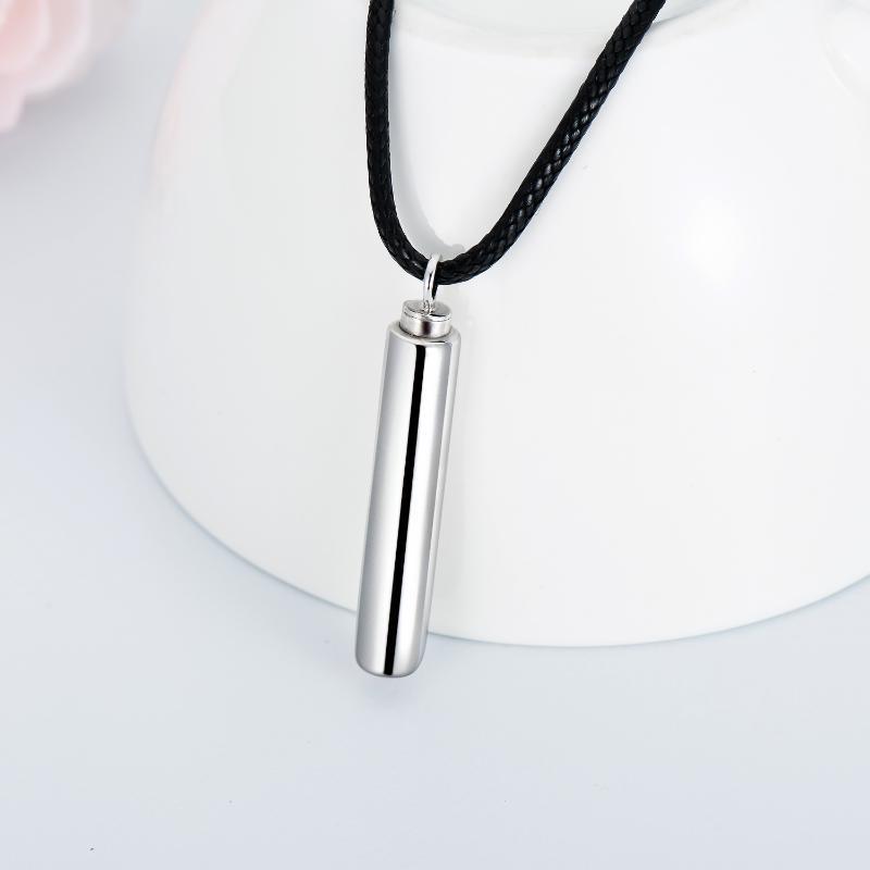 Collier de crémation cylindrique en argent sterling, bijoux d'urne, pendentif commémoratif en cheveux humains pour chien