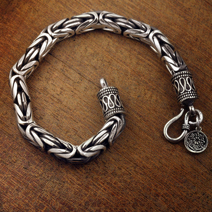 Men's Pure Silver Jewelry Domineering Fashion Thai Peace Pattern Bracelet