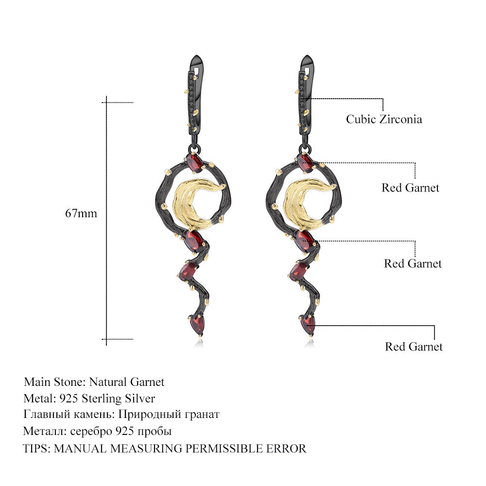 Collier et boucles d'oreilles en argent 925 avec pierres précieuses colorées naturelles et grenat