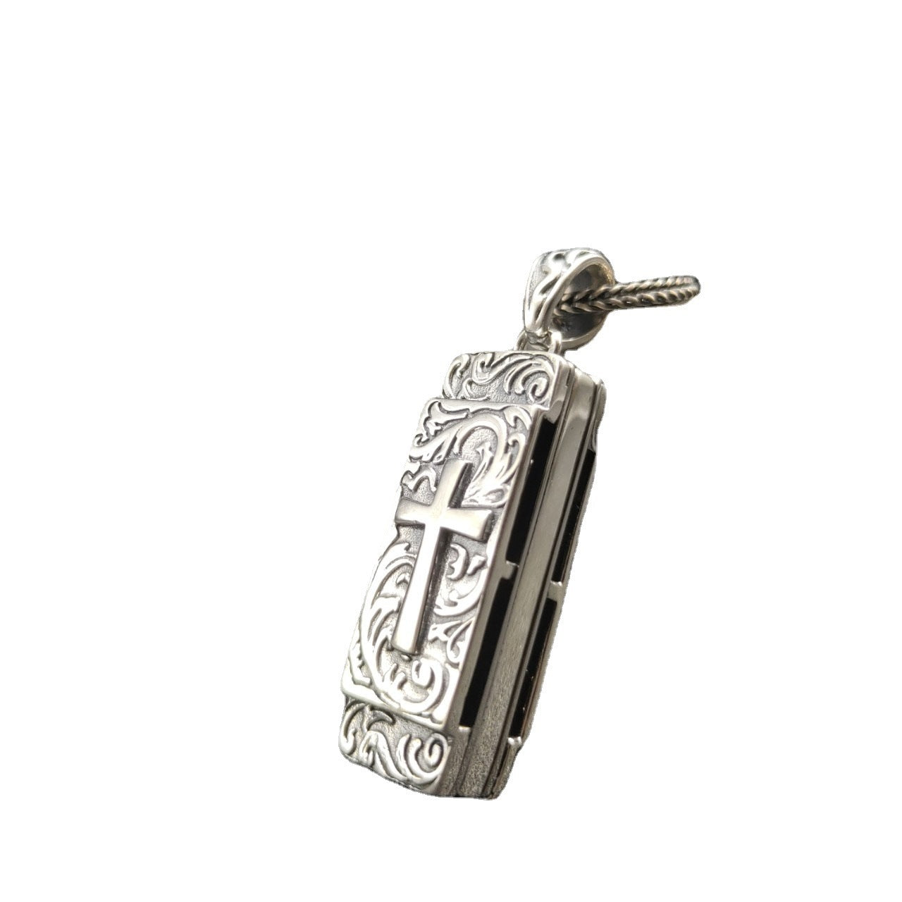 S925 Sterling Silver Eye Harmonica Pendant Cross