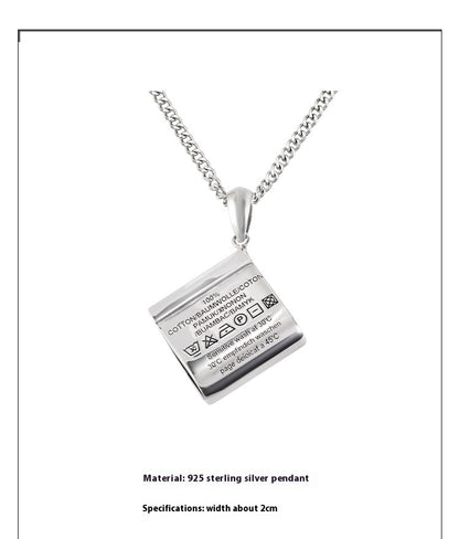 S925 Sterling Silver Washing Label Necklace