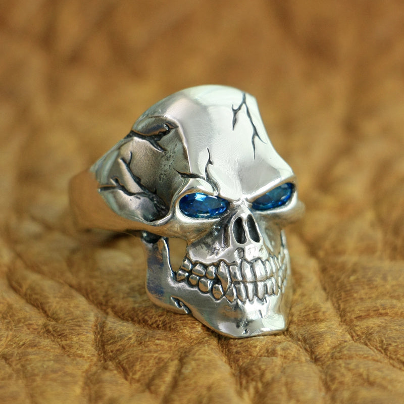 Anillo de calavera fantasma de plata esterlina de moda