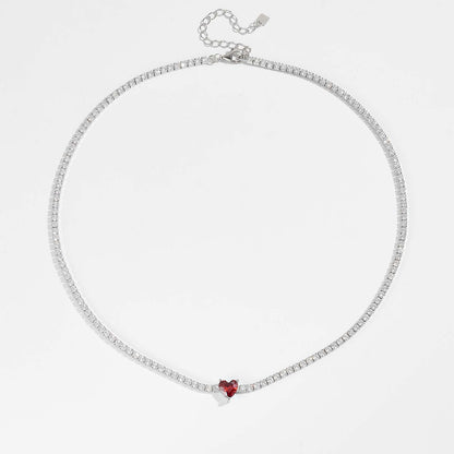 S925 Loving Heart In Sterling Silver Diamond-studded Necklace Female