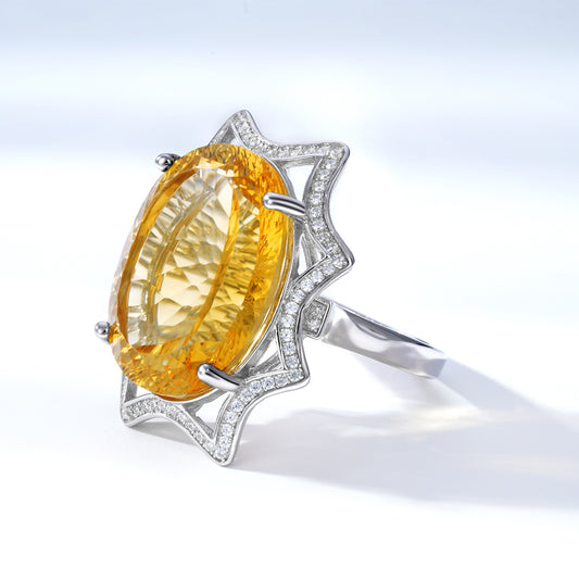 Women's Simple And Natural Large Citrine Ring