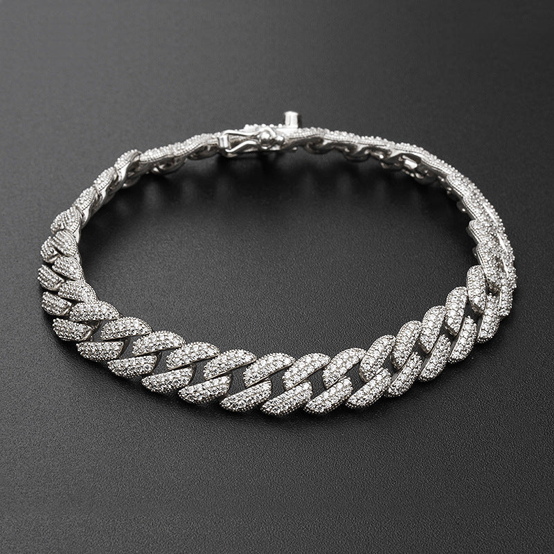 Bracelet Hip Hop en argent S925 avec diamants et zircons cubains