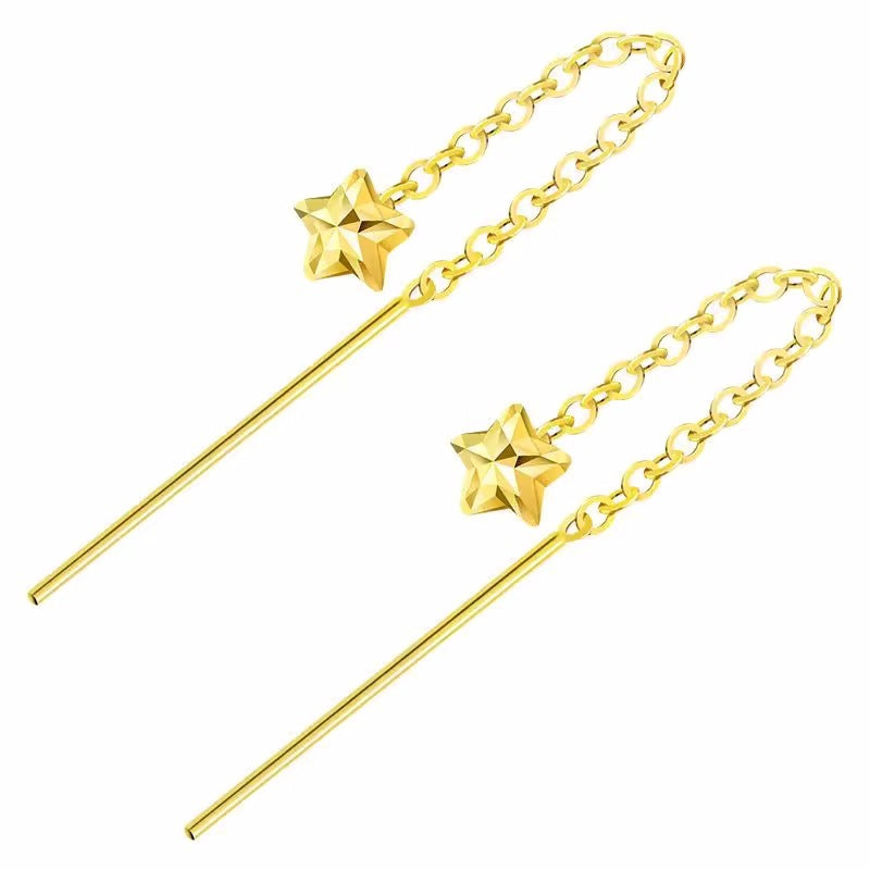 18K Gold Star Ear Line Au750 Gold Plated Earrings