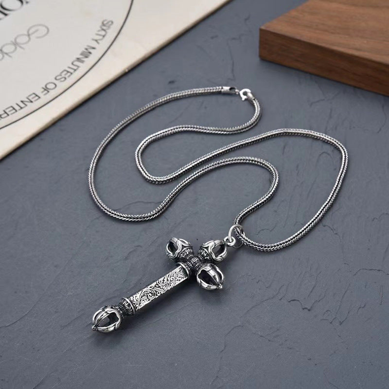 S925 Sterling Silver Vintage Pendant Necklace For Men