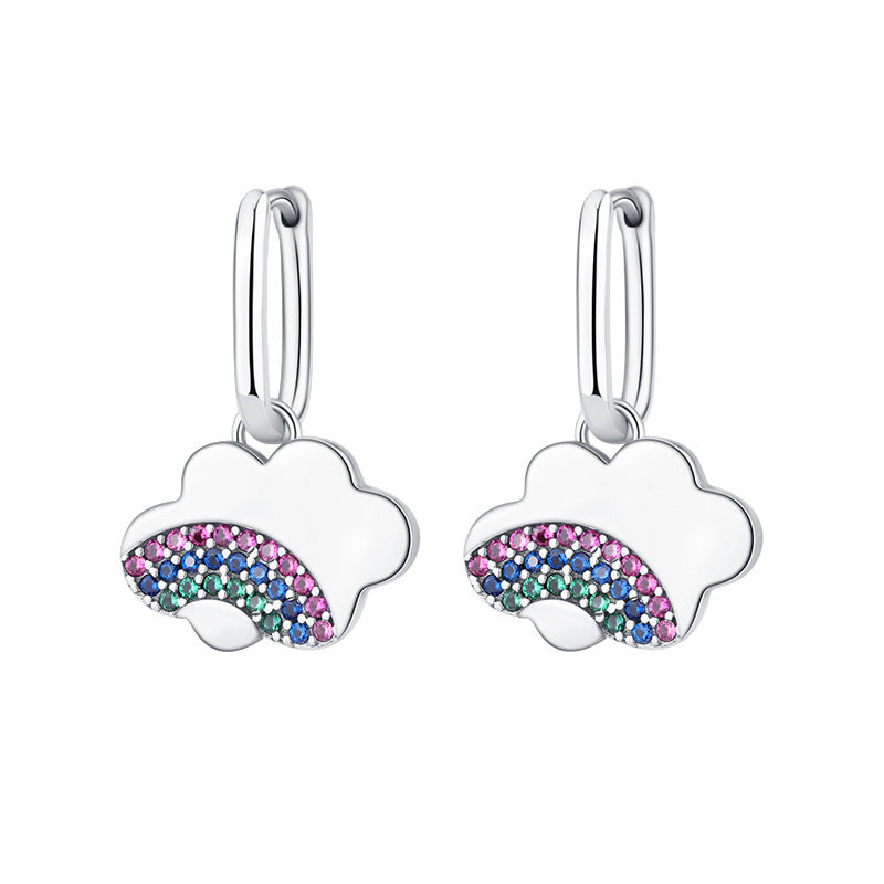 Exotic Style Rainbow Cloud S925 Sterling Silver Small Audience Earrings