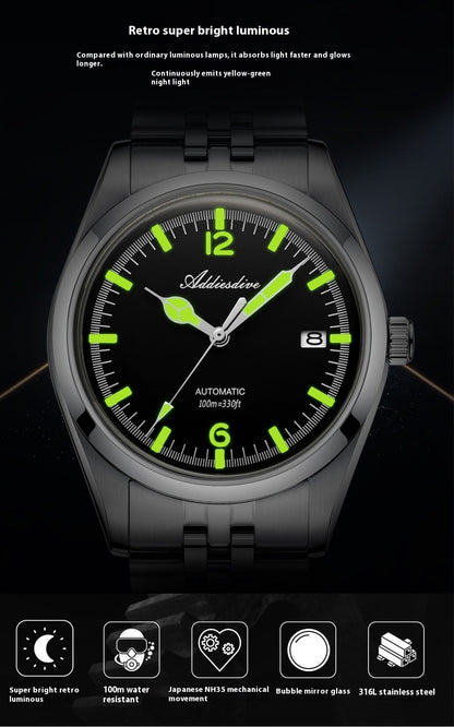 Reloj mecánico automático de acero inoxidable 316L