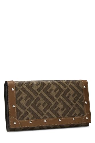 Fendi, portefeuille long en toile enduite marron d'occasion, marron