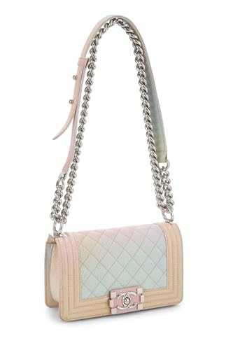 Chanel, Pre-Loved Rainbow Quilted Caviar Boy Bag Small, Pink