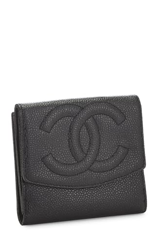 Chanel, Cartera compacta 'CC' Black Caviar Timeless Pre-Loved, Negro