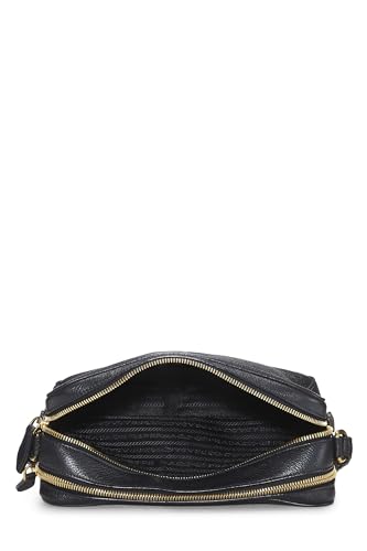 Prada, Bolso para cámara con doble cremallera Vitello Daino negro Pre-Loved, Negro