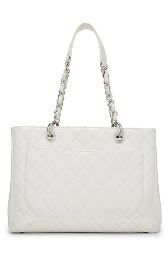 Chanel, Pre-Loved White Quilted Caviar Grand Shopping Tote (GST), White