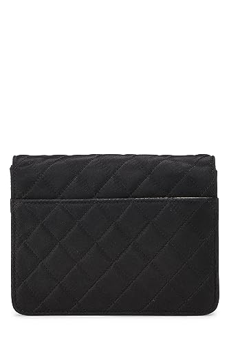 Chanel, Pre-Loved Black Quilted Satin Half Flap Micro, Black