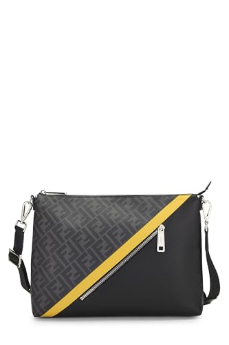 Fendi, Pre-Loved Black Coated Canvas Zip Messenger, Black