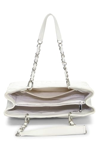 Chanel, Grand sac cabas matelassé Caviar blanc d'occasion (GST), blanc