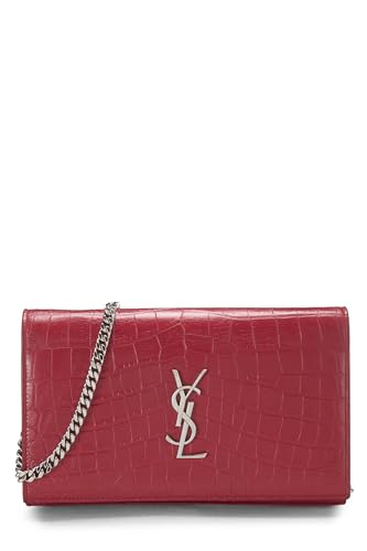 Yves Saint Laurent, Pre-Loved Red Embossed Kate Wallet On Chain (WOC), Red