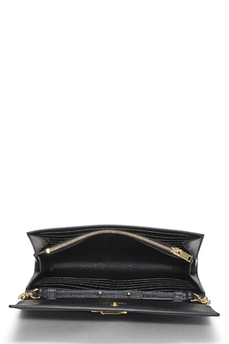 Yves Saint Laurent, Pre-Loved Black Grainy Leather Star Kate Wallet On Chain (WOC), Black