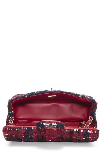 Chanel, Mini sac à rabat rectangulaire en tweed matelassé rouge d'occasion, rouge