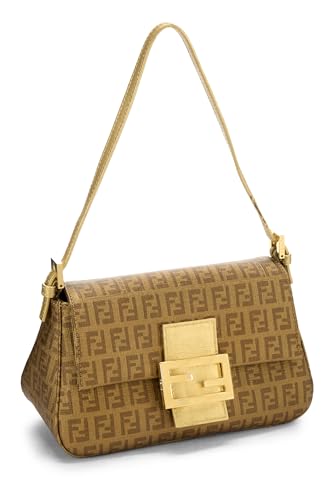 Fendi, Pre-Loved Gold Coated Canvas Zucchino Mama Mini, Gold