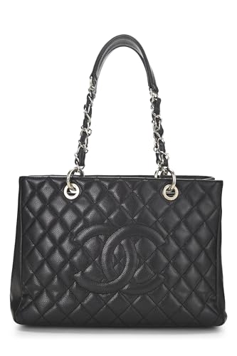 Chanel, Pre-Loved Black Quilted Caviar Grand Shopping Tote (GST), Black