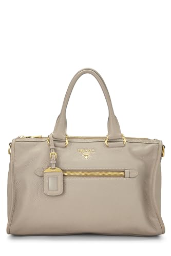 Prada, sac cabas convertible Vitello Daino beige d'occasion de taille moyenne, gris