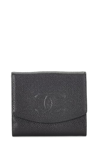 Chanel, Pre-Loved Black Caviar Timeless 'CC' Compact Wallet, Black