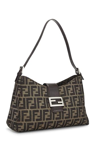 Fendi, sac à bandoulière en toile marron Zucca d'occasion, marron