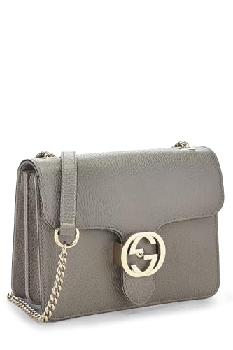 Gucci, petit sac à bandoulière entrelacé en cuir gris d'occasion, gris