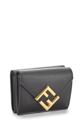 Fendi, Cartera compacta 'FF' de cuero negro Pre-Loved, Negro