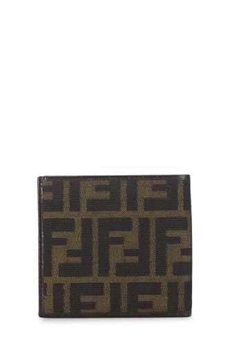 Fendi, portefeuille à deux volets en toile marron Zucca d'occasion, marron