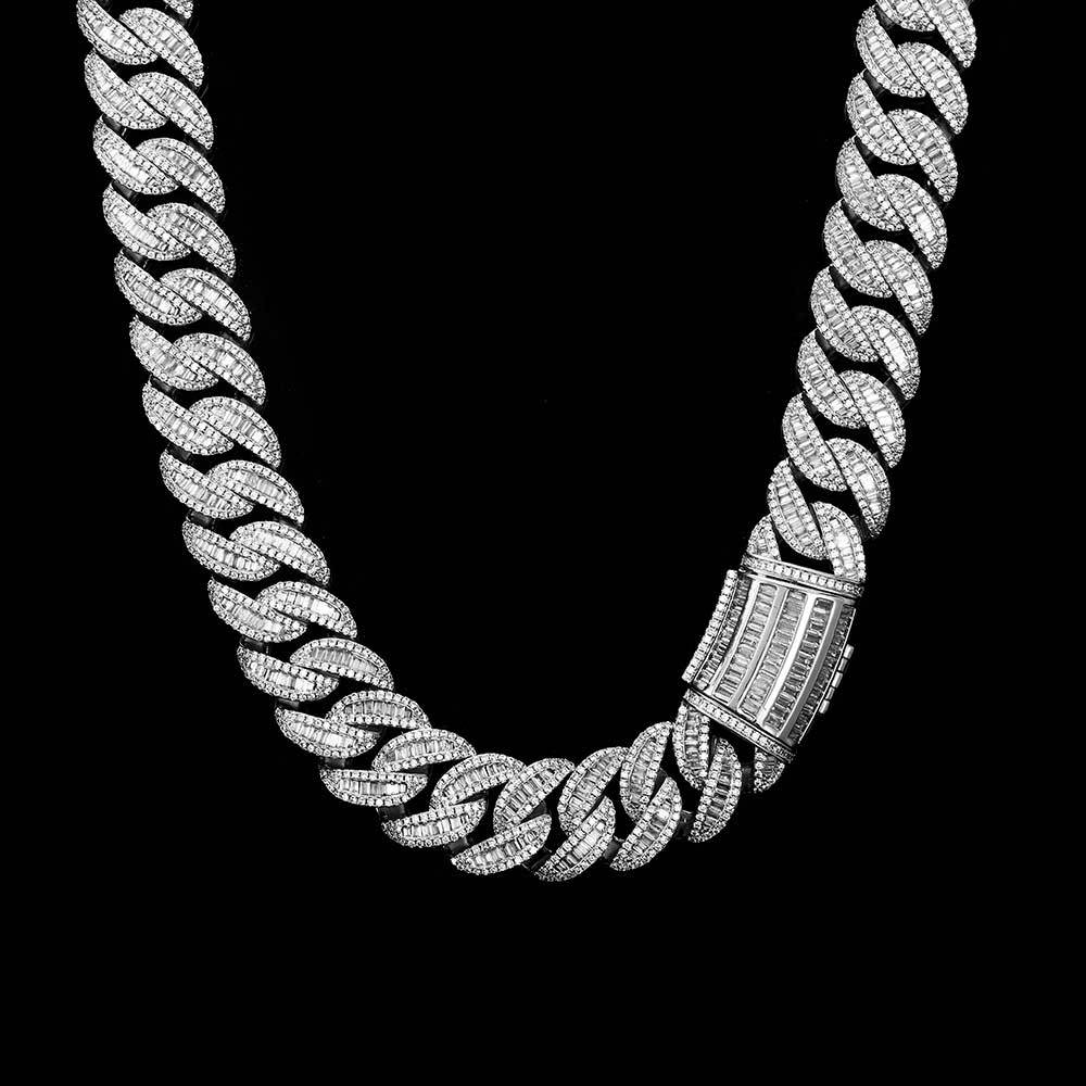 Collier Hip Hop 15 mm 20 mm avec boucle Miami et chaîne cubaine, bracelet plaqué or véritable