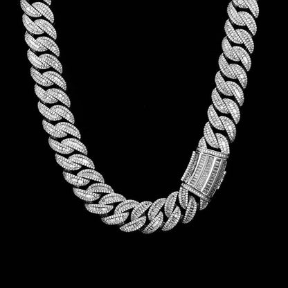 Collier Hip Hop 15 mm 20 mm avec boucle Miami et chaîne cubaine, bracelet plaqué or véritable