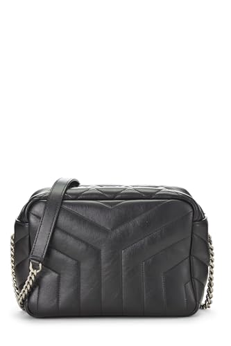 Yves Saint Laurent, Bolso bowling Lou pequeño de piel de becerro negra Pre-Loved, Negro